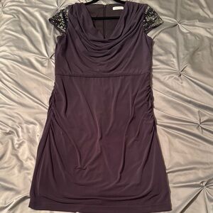 Calvin Klein Charcoal Gray Dress with Square Sequins